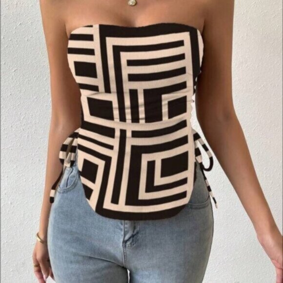 Tops - Tube top with stings on side to adjust length
